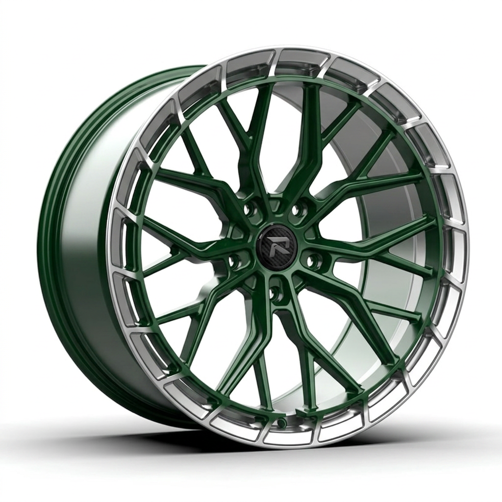 RZR CXXVI forged wheel — British Racing Green / Polished Lip