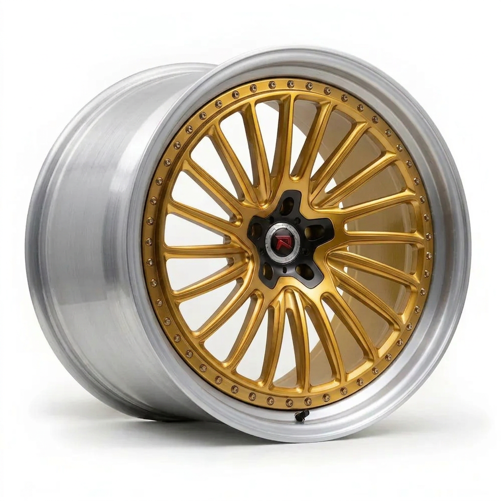 RZR XXV forged wheel — Gloss Gold / Machined Lip