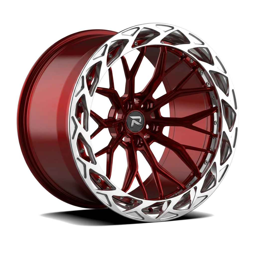 RZR CXXXIX forged wheel — Candy Red / Polished Lip