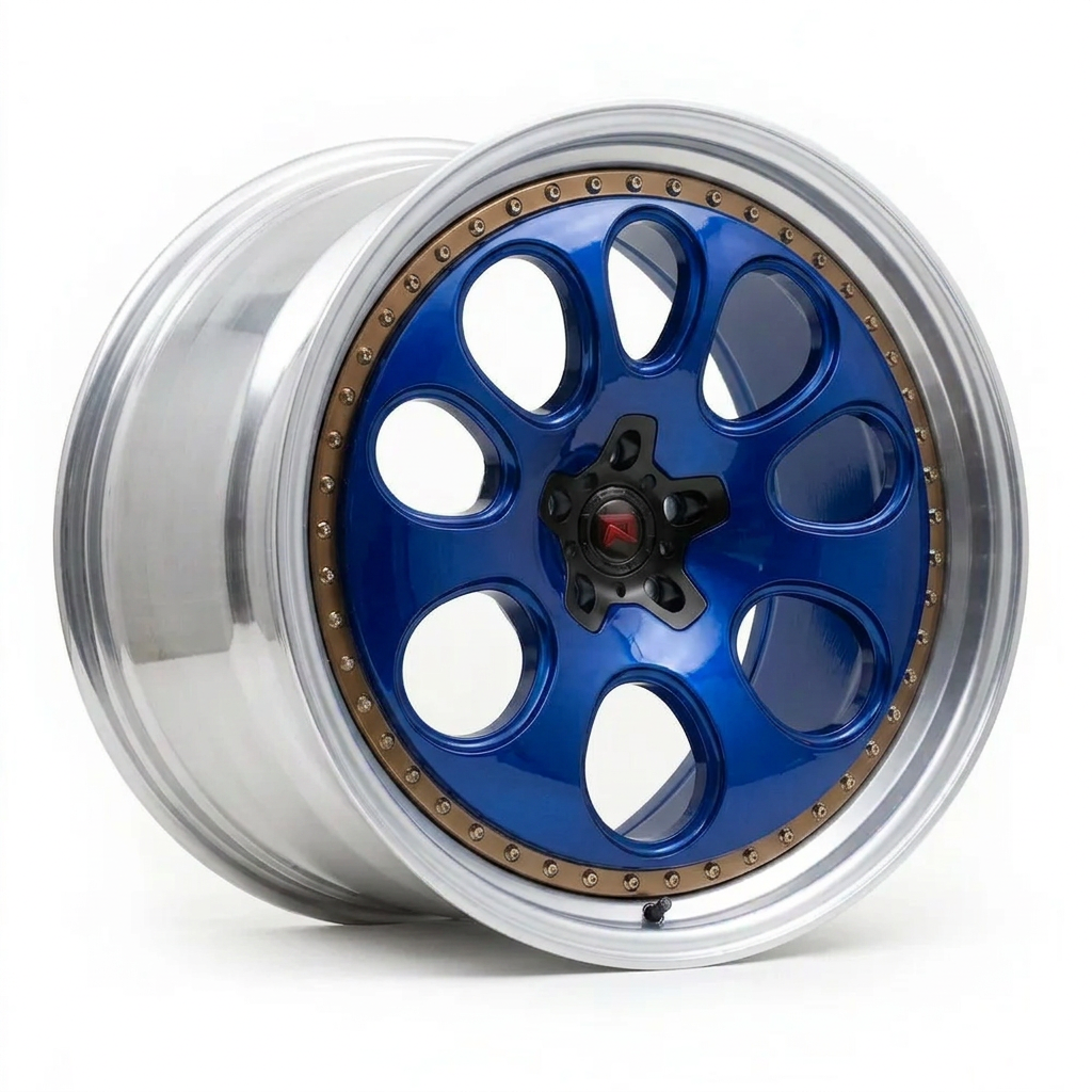 RZR XXIV forged wheel — Candy Blue / Polished Lip