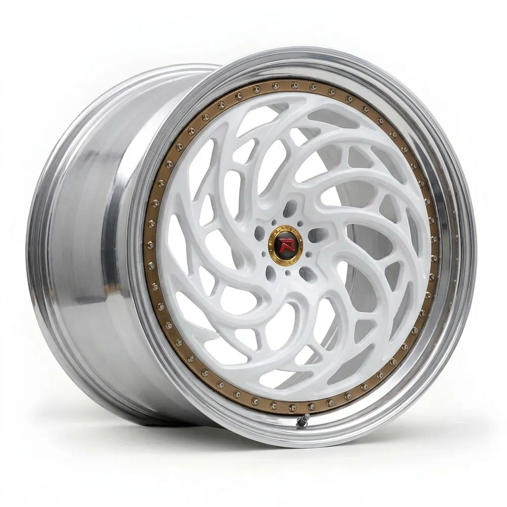 RZR XXVIII forged wheel — Gloss White / Polished Lip