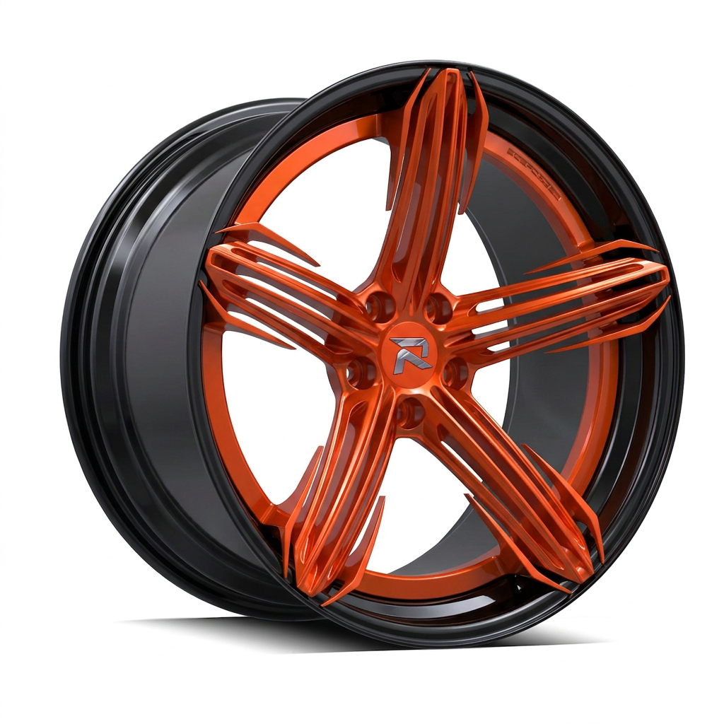 RZR CIV forged wheel — Candy Orange / Gloss Black Lip