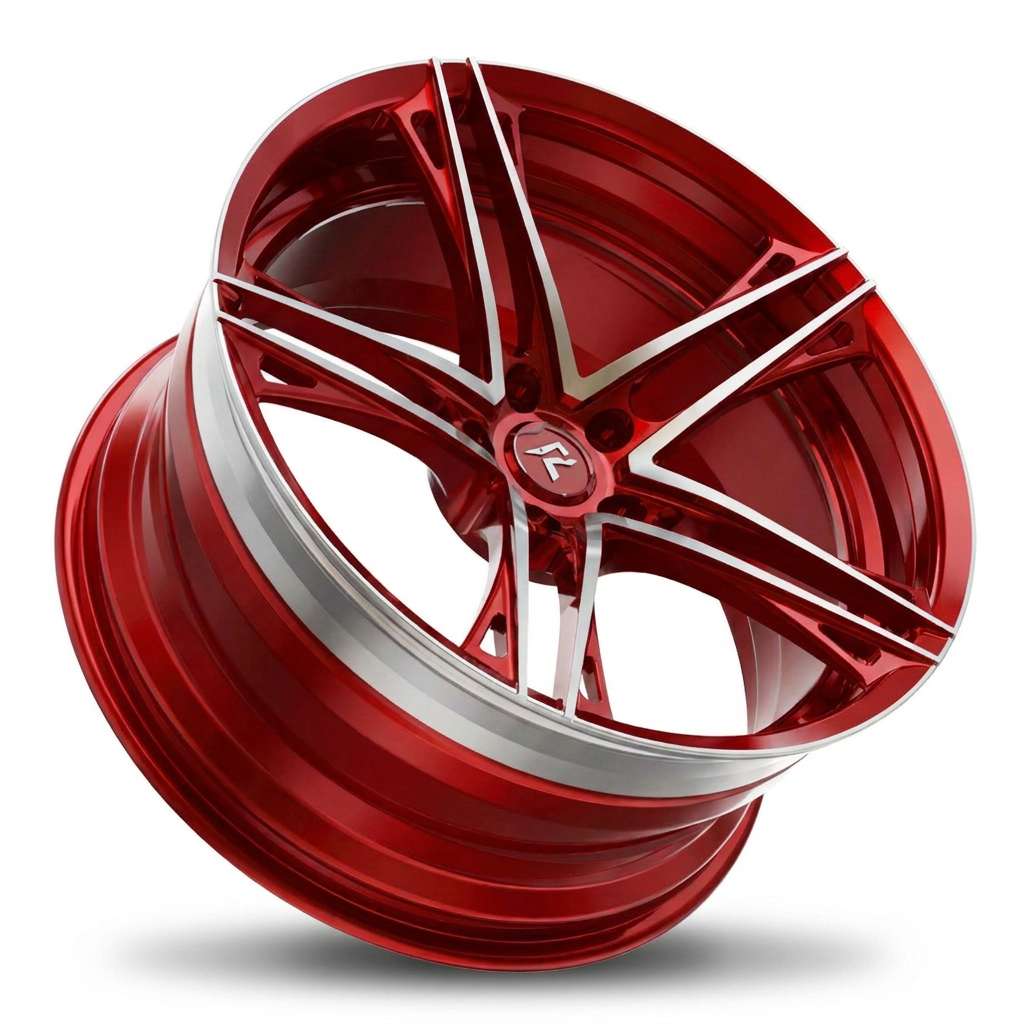 RZR V forged wheel — Candy Red / Polished Spoke Edges
