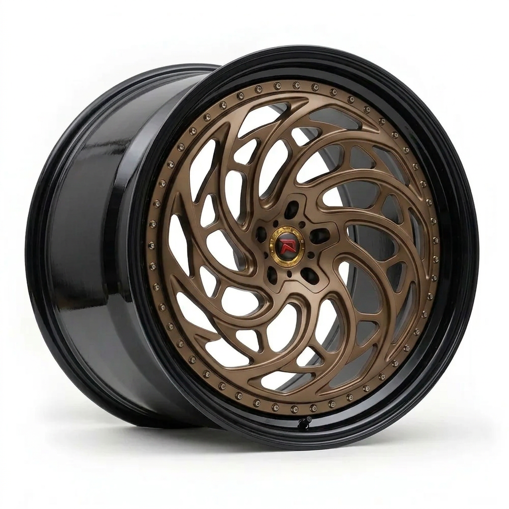 RZR XXVIII forged wheel — Satin Bronze / Gloss Black Lip