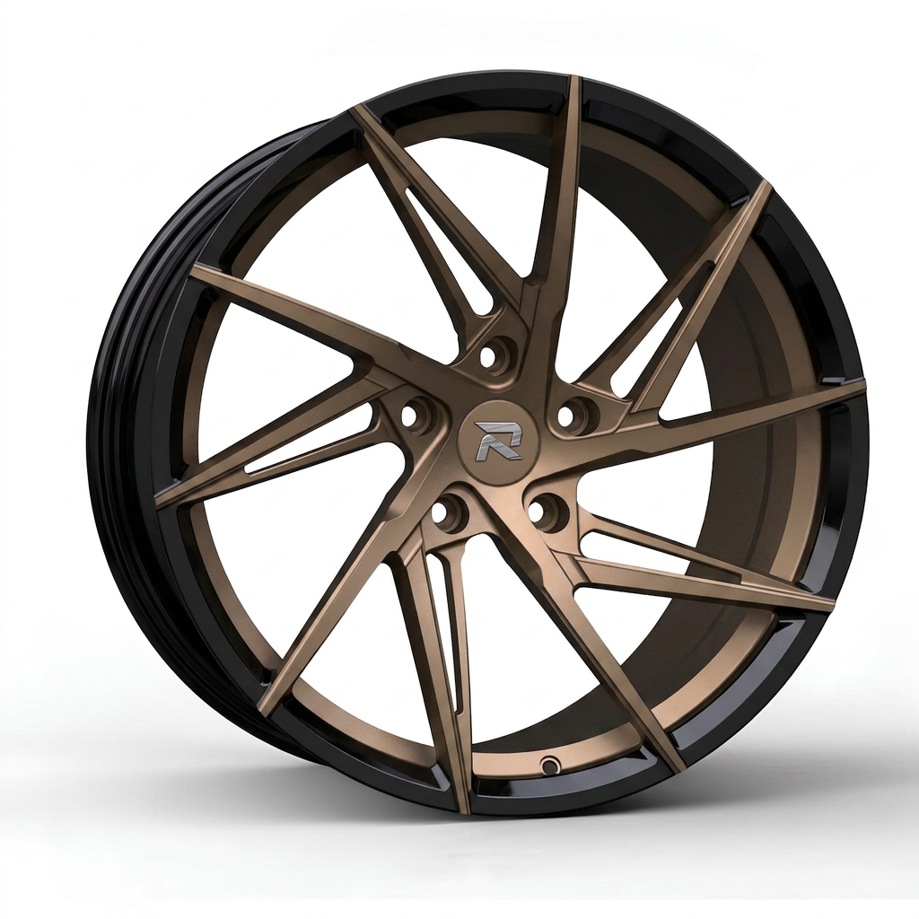 RZR CXII forged wheel — Satin Bronze / Gloss Black Lip