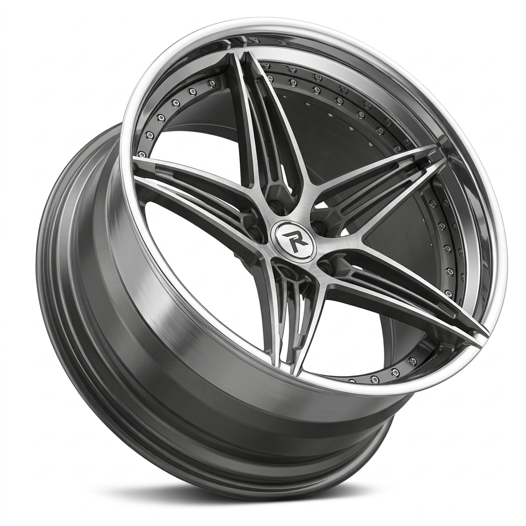RZR LXXX forged wheel — Graphite Machined / Polished Lip