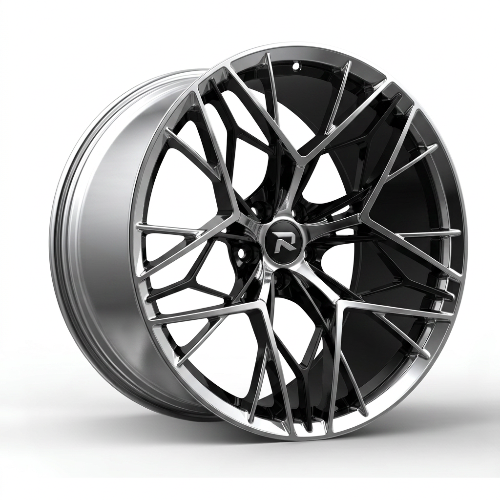 RZR CLXVIII forged wheel — Liquid Silver Chrome / Black Accents