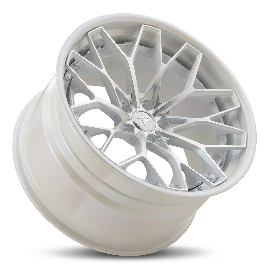 RZR VIII forged wheel — Gloss White Silver / Machined Spoke Faces