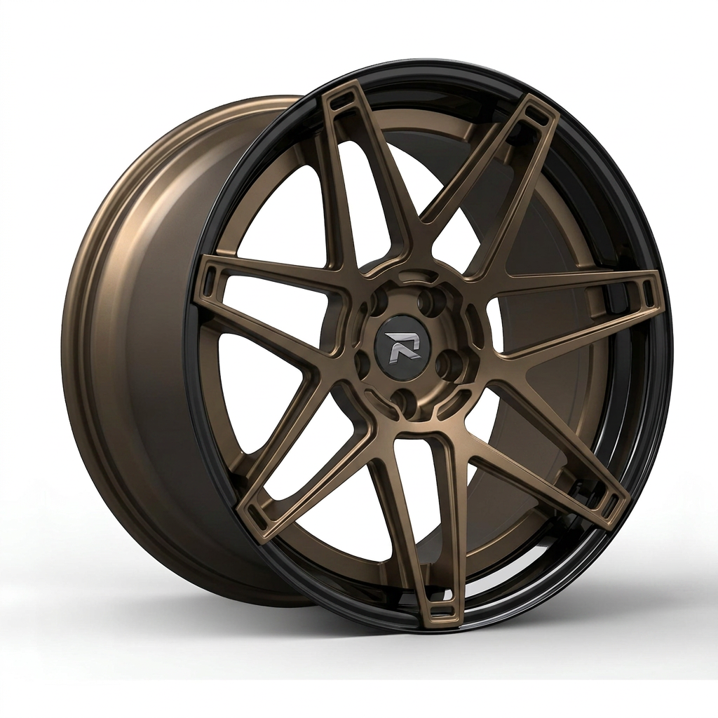 RZR CLXIV forged wheel — Satin Bronze / Gloss Black Lip