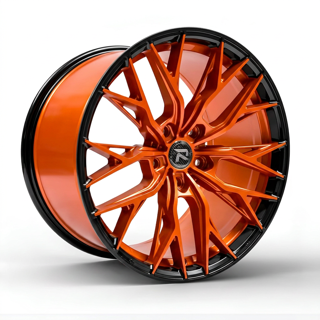 RZR CLV forged wheel — Candy Orange / Gloss Black Lip