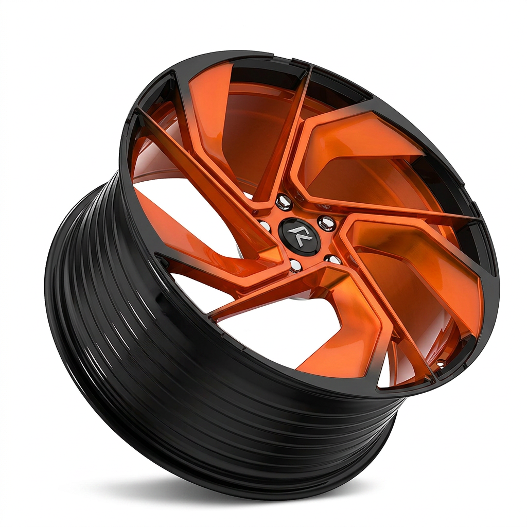 RZR LXXXI forged wheel — Candy Orange / Gloss Black Lip