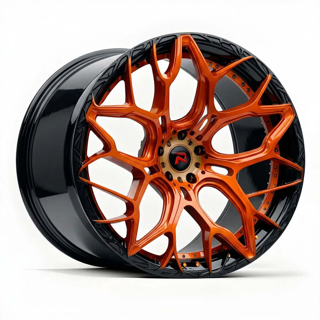 RZR XVII forged wheel — Candy Orange / Gloss Black Lip