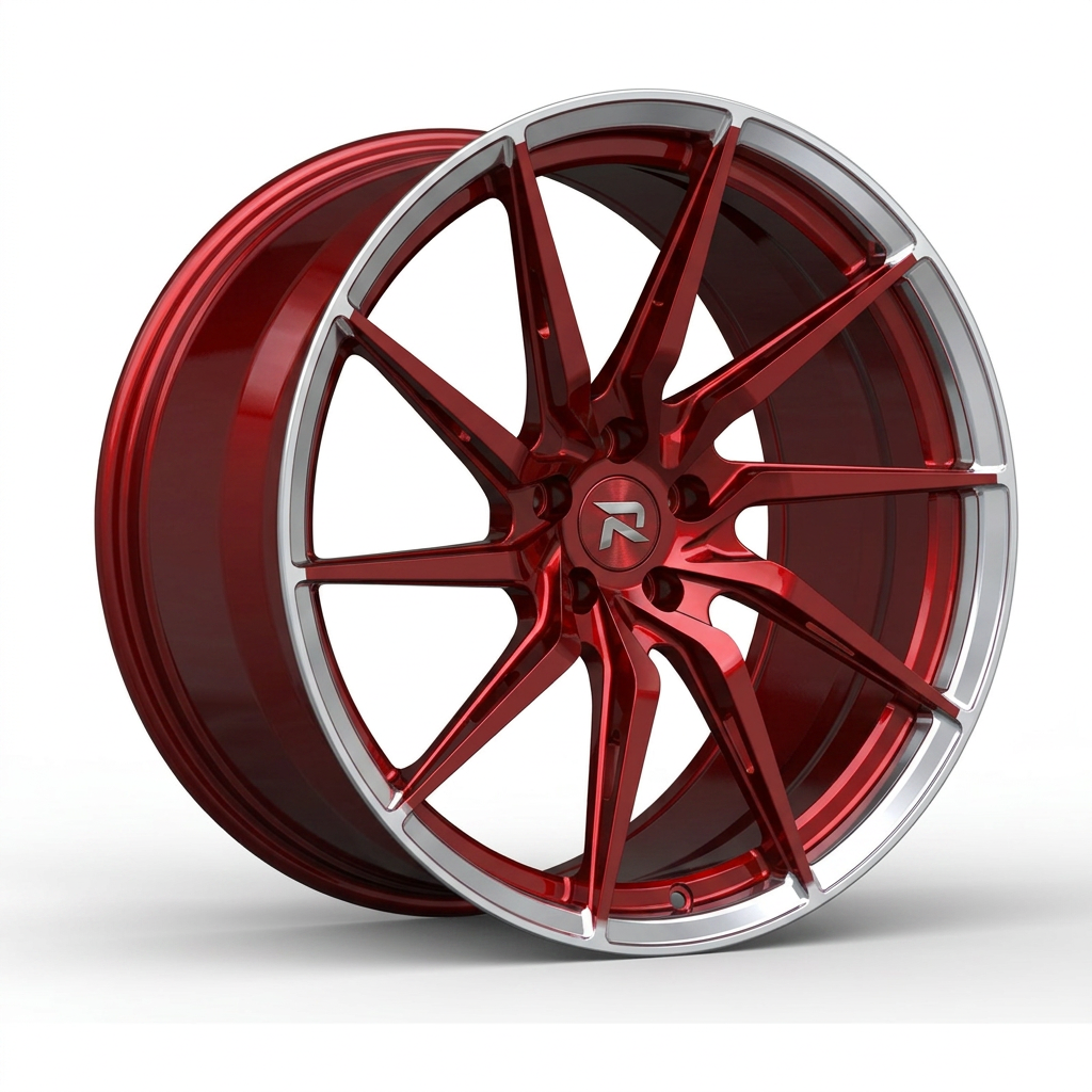 RZR CXLIV forged wheel — Candy Red / Polished Lip