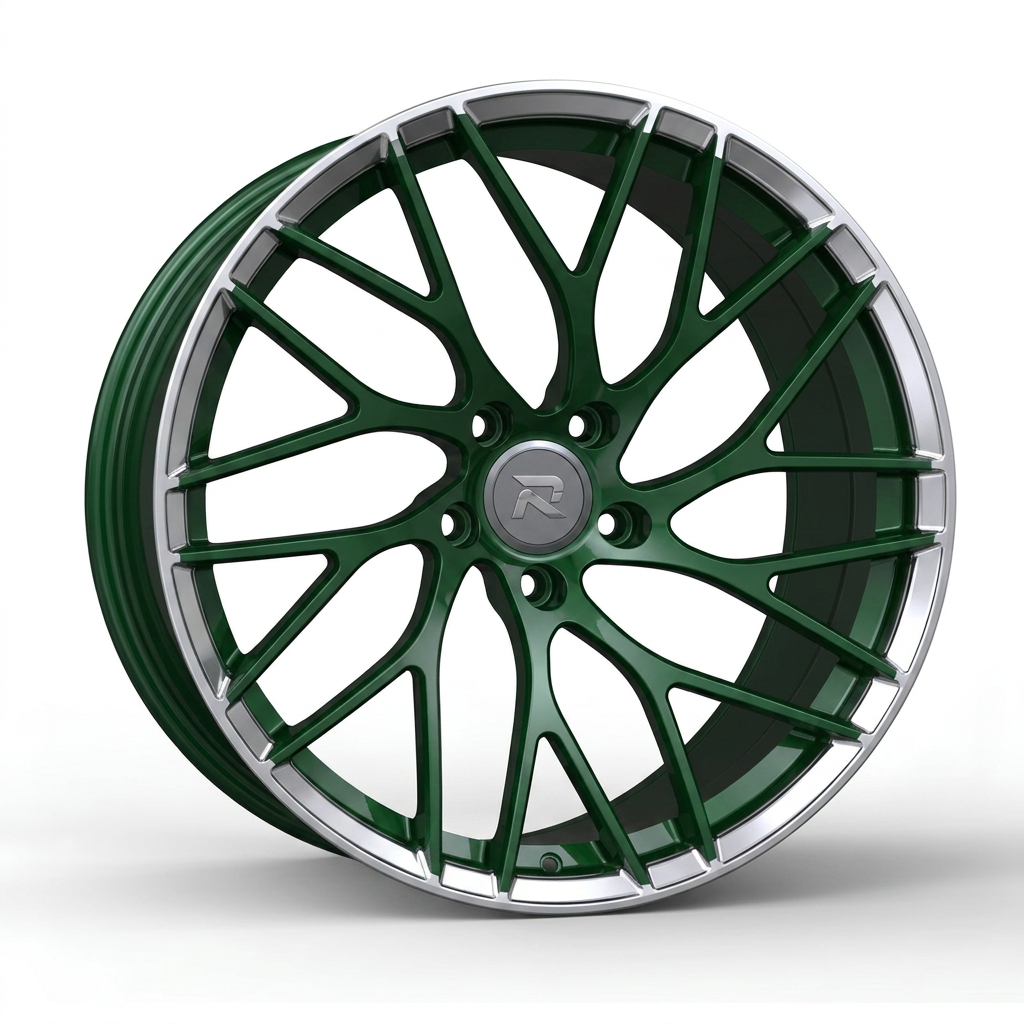 RZR CXIV forged wheel — British Racing Green / Polished Lip