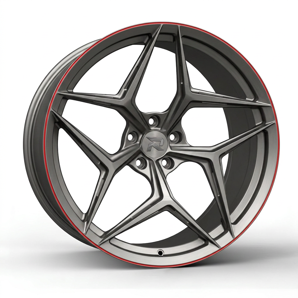 RZR CLXII forged wheel — Gunmetal / Red Pinstripe
