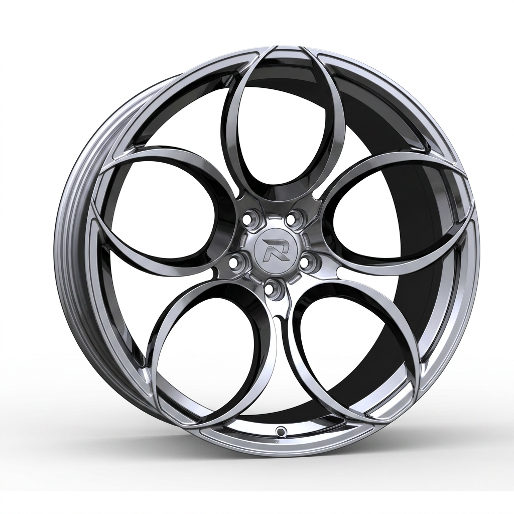 RZR CLXXXIX forged wheel — Liquid Silver Chrome / Black Accents
