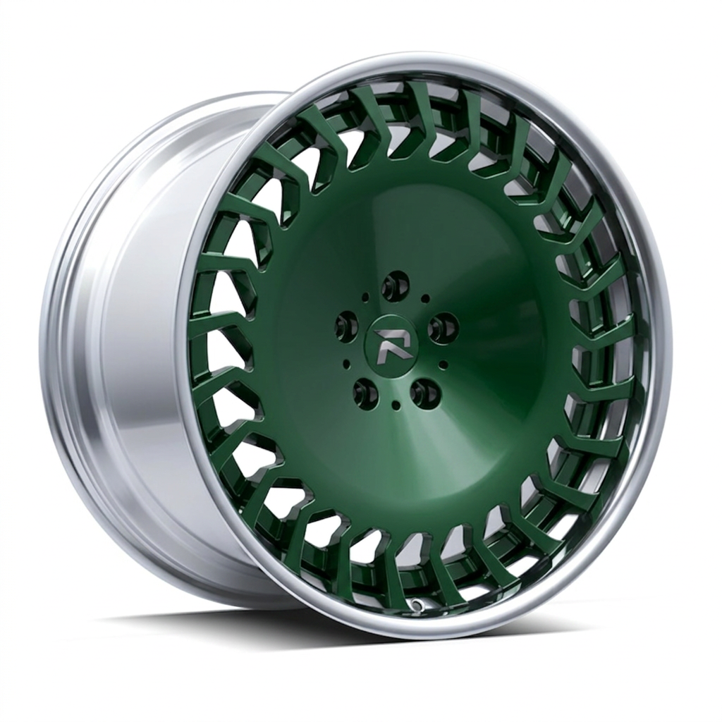 RZR CX forged wheel — British Racing Green / Polished Lip