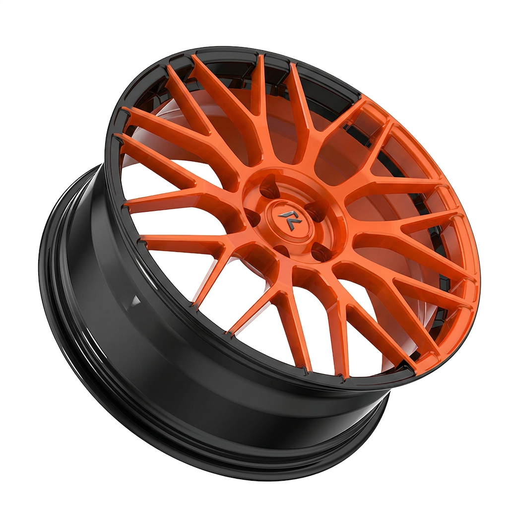 RZR LXXXIX forged wheel — Candy Orange / Gloss Black Lip