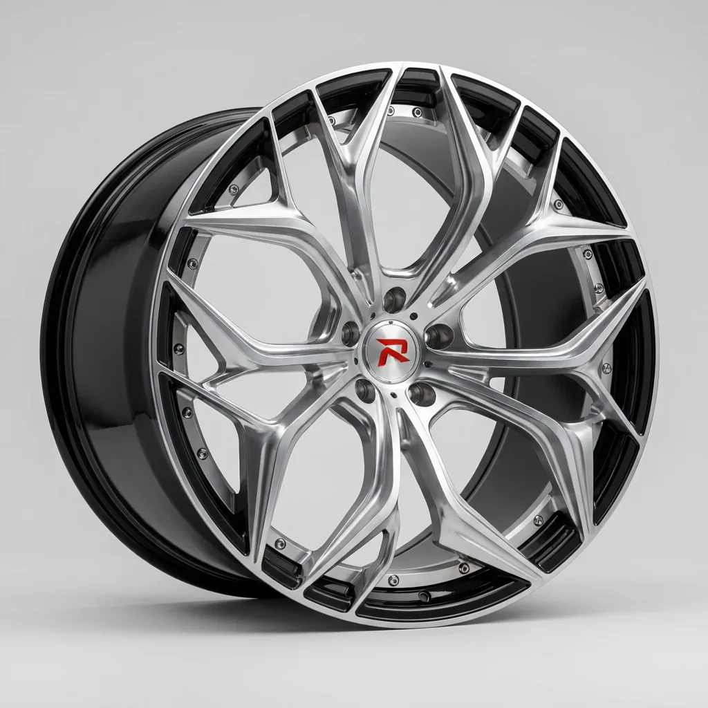 RZR XIX forged wheel — Brushed Silver / Gloss Black Lip