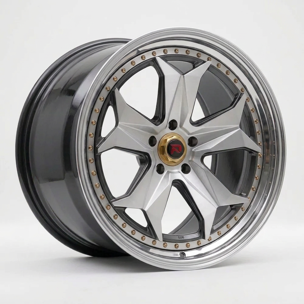 RZR XXXIV forged wheel — Graphite Machined / Polished Lip