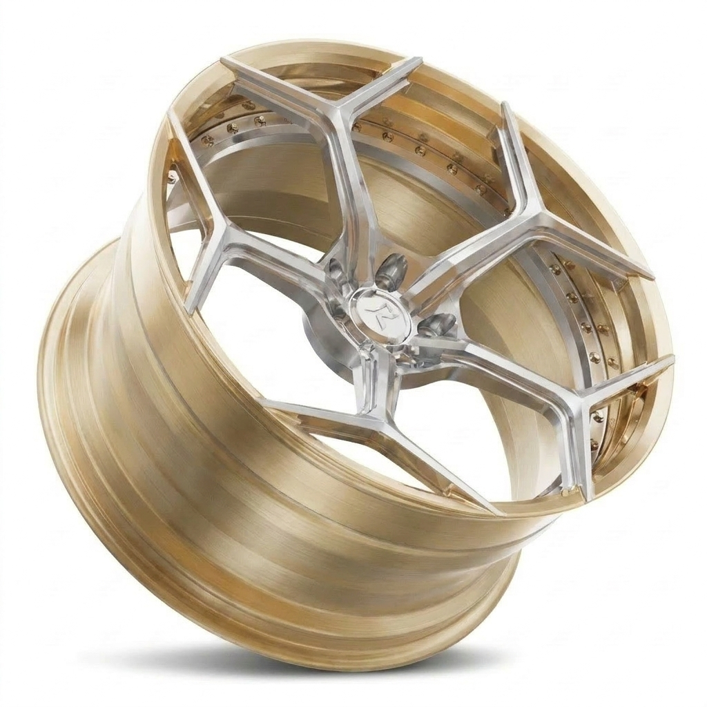 RZR VI custom forged wheel in Brushed Champagne Gold / Polished Face