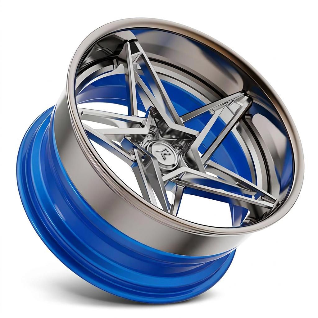 RZR IX forged wheel — Chrome Face / Candy Blue Barrel