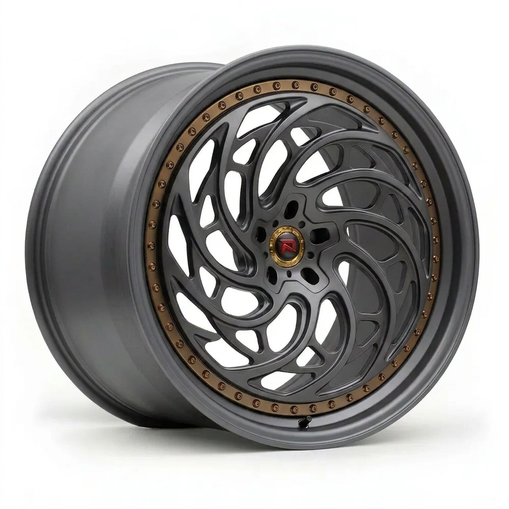 RZR XXVIII forged wheel — Matte Anthracite / Bronze Hardware