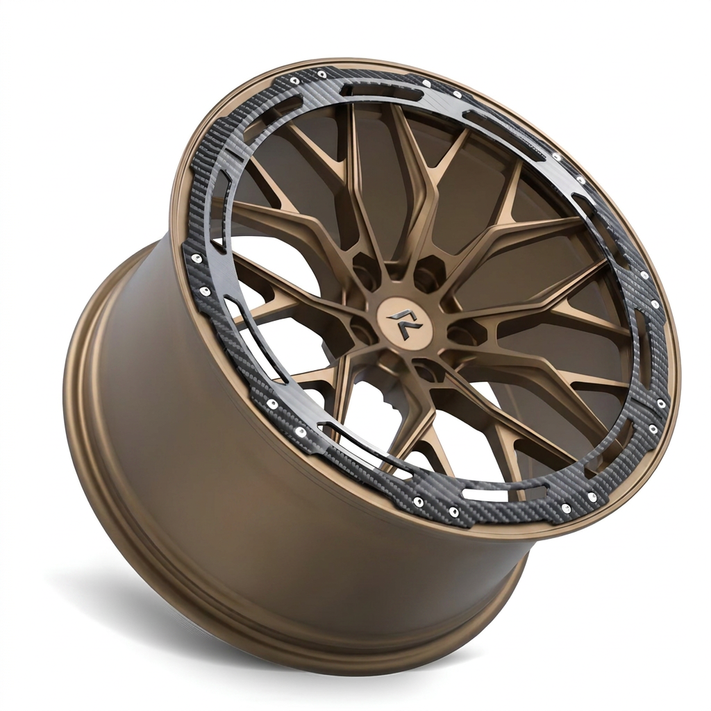 RZR LXX forged wheel — Brushed Bronze / Carbon Fibre Lip