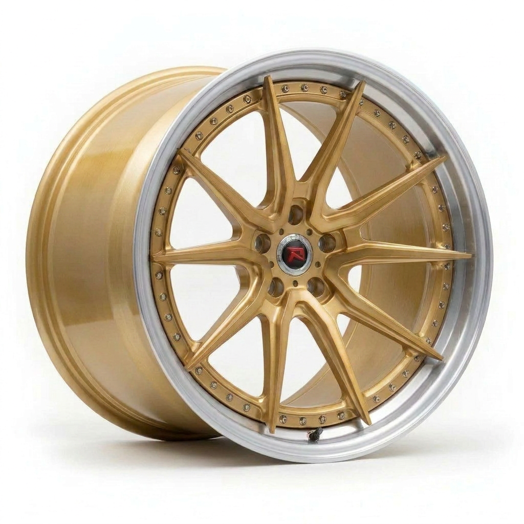 RZR XXIX forged wheel — Brushed Gold / Polished Lip