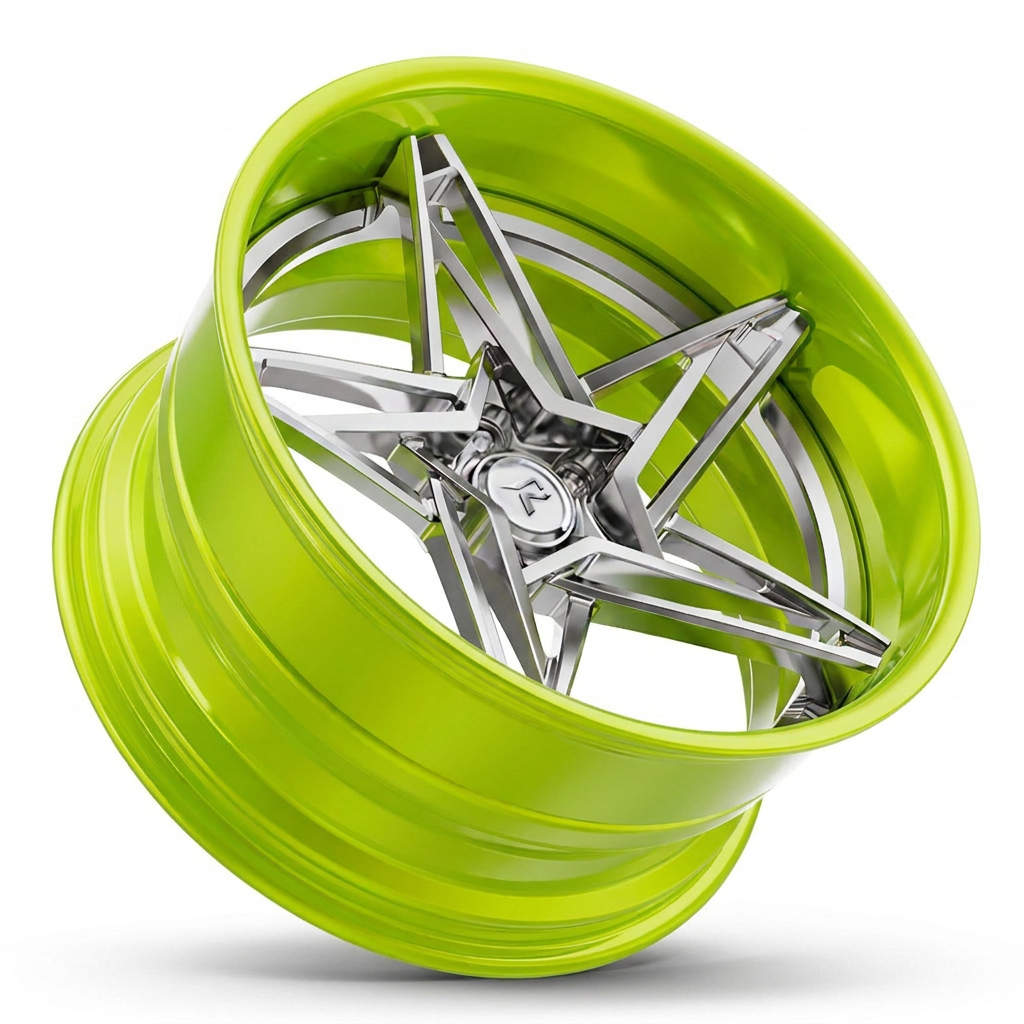 RZR IX forged wheel — Chrome Face / Acid Green Barrel