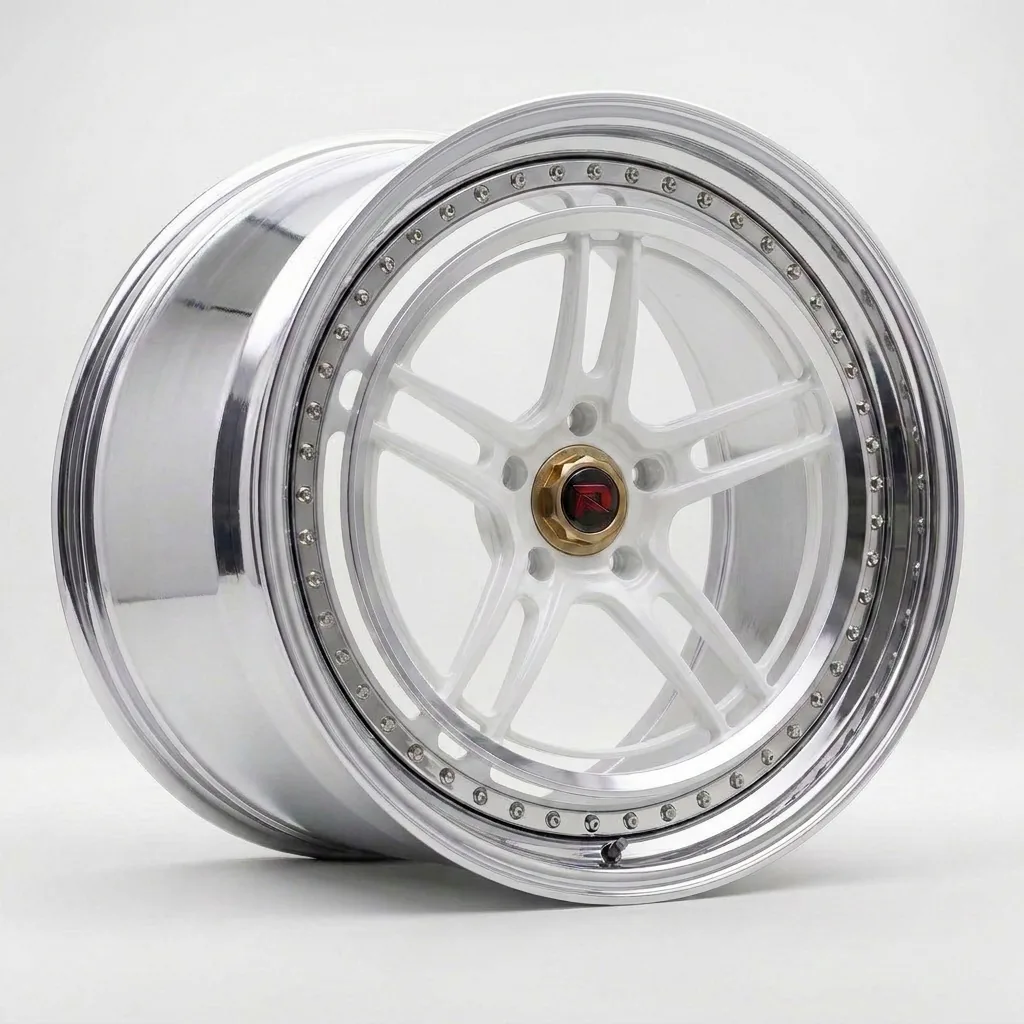 RZR LVII forged wheel — Gloss White / Polished Lip