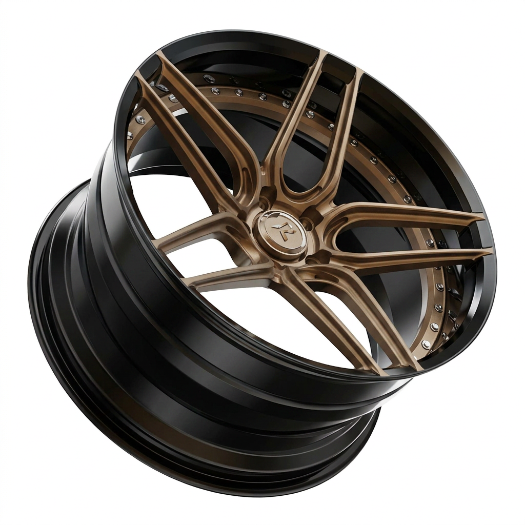 RZR IV forged wheel — Satin Bronze / Gloss Black Lip