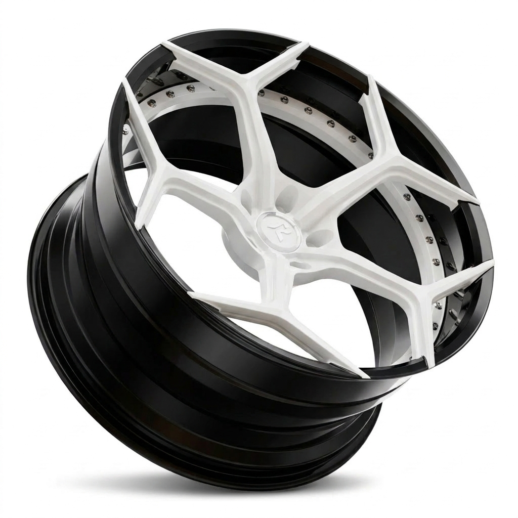 RZR VI custom forged wheel in Gloss White Face / Gloss Black Lip & Barrel