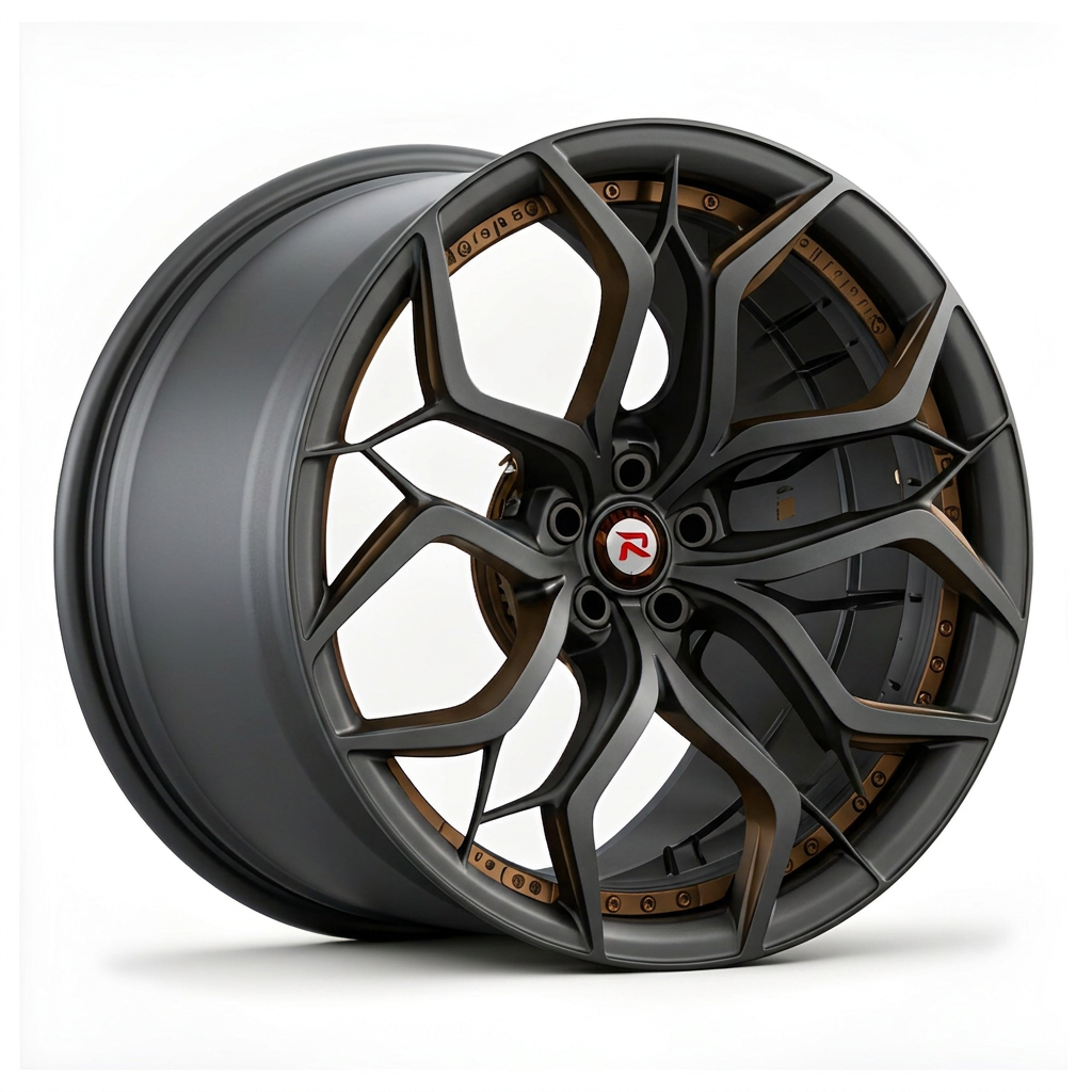 RZR XVIII forged wheel — Matte Anthracite / Bronze Hardware