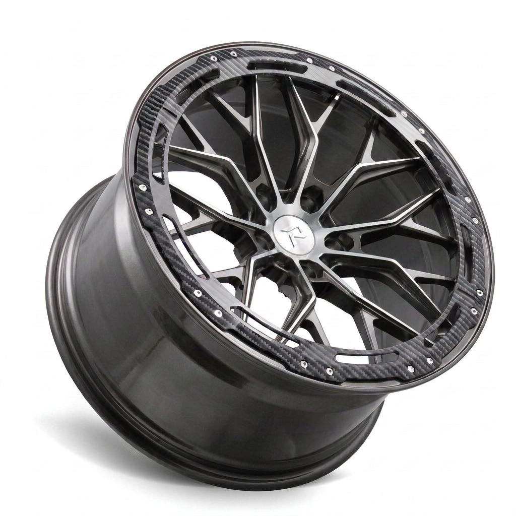 RZR LXX forged wheel — Satin Gunmetal / Carbon Fibre Lip