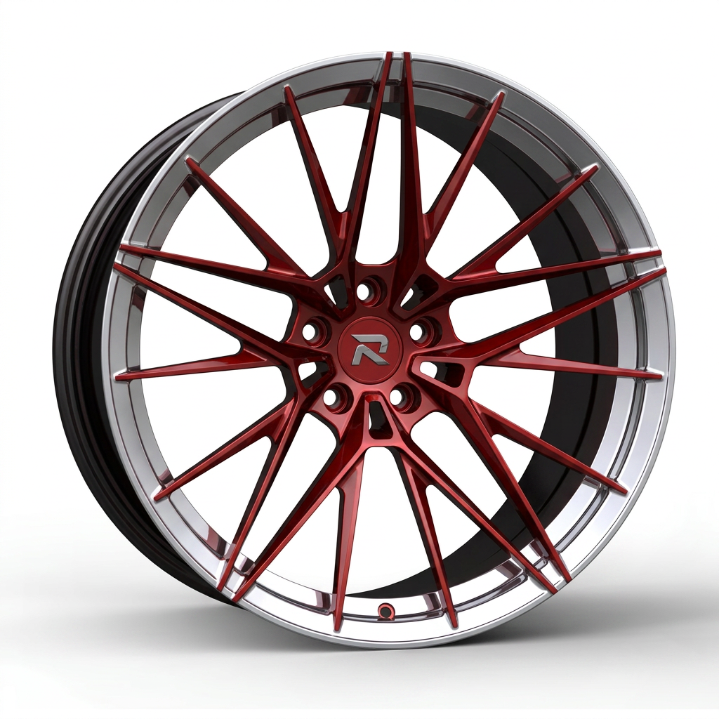 RZR CLXXXVII forged wheel — Candy Red / Polished Lip
