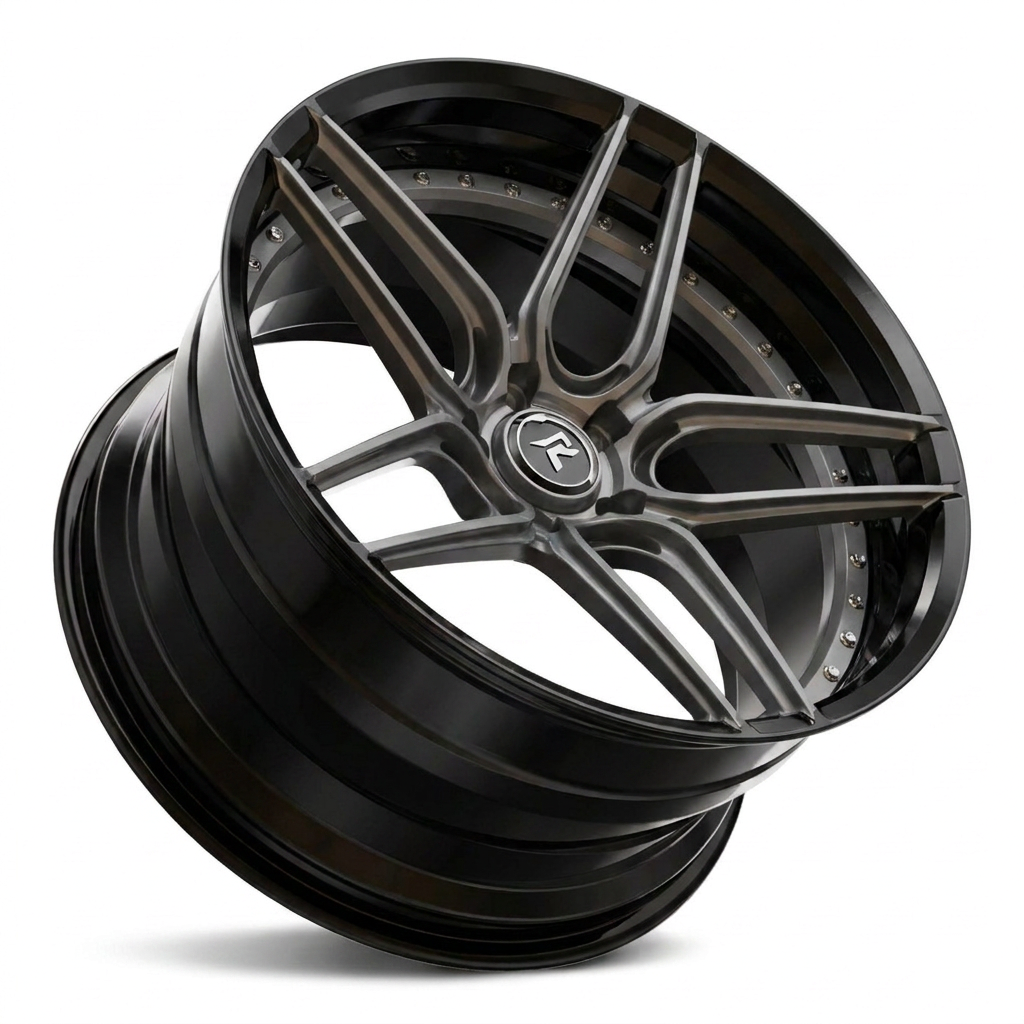 RZR IV forged wheel — Brushed Titanium Face / Gloss Black Barrel
