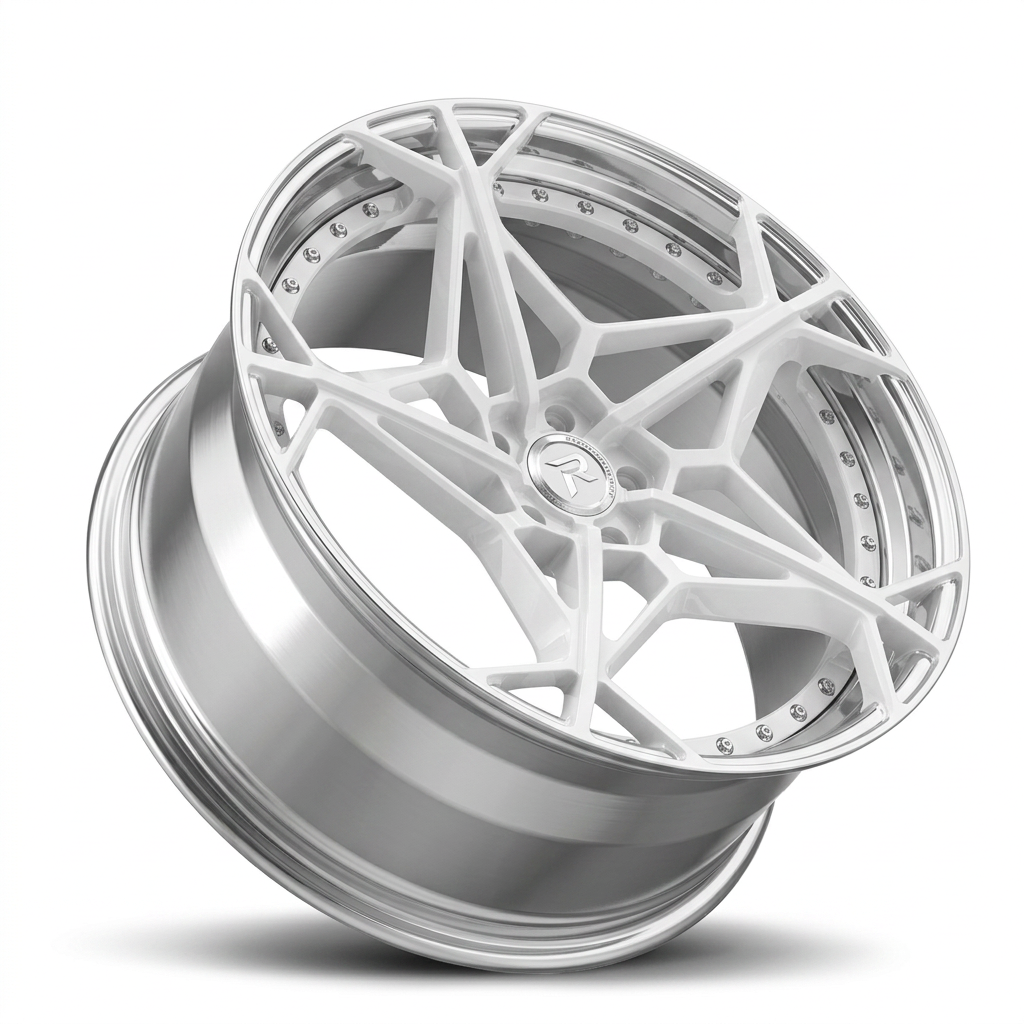 RZR XC forged wheel — Gloss White / Polished Lip