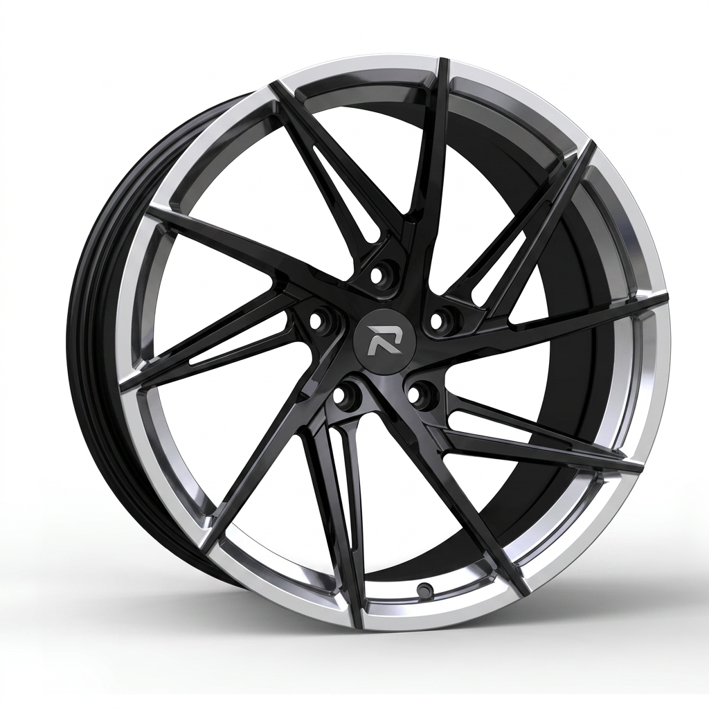 RZR CXII forged wheel — Gloss Black / Polished Lip