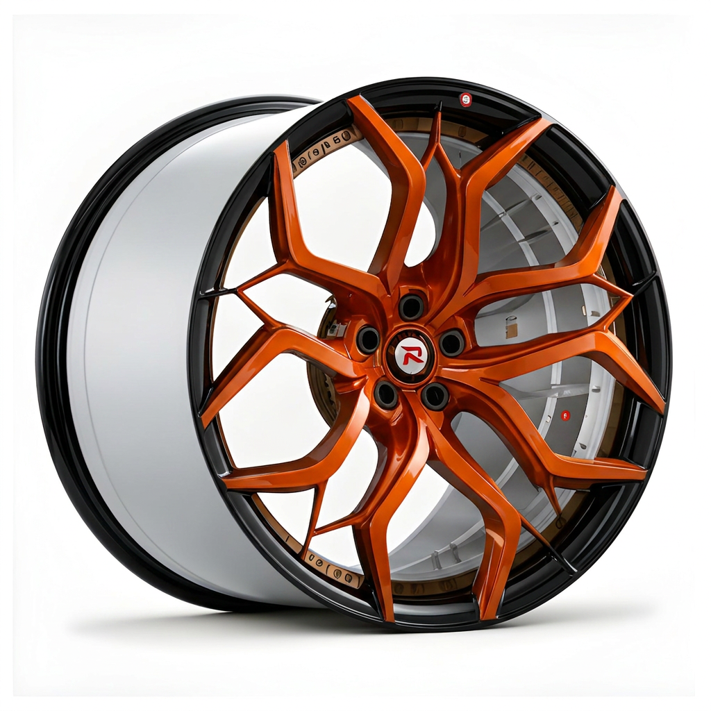 RZR XVIII forged wheel — Candy Orange / Gloss Black Lip