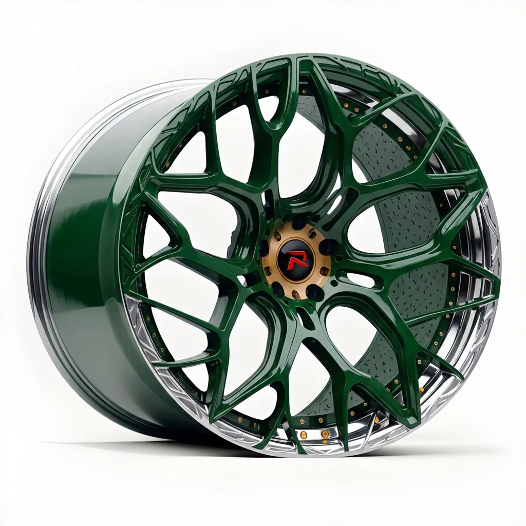 RZR XVII forged wheel — British Racing Green / Polished Lip