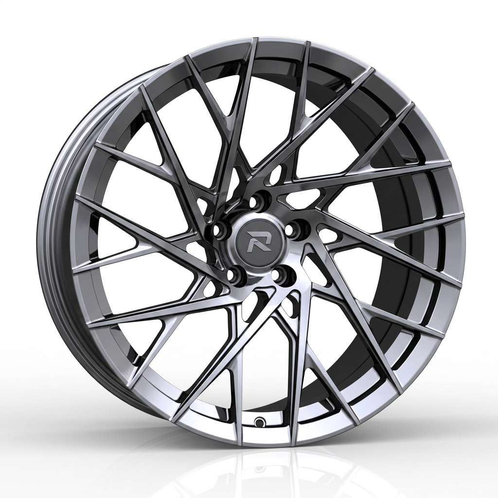 RZR CXV forged wheel — Liquid Silver Chrome / Black Accents