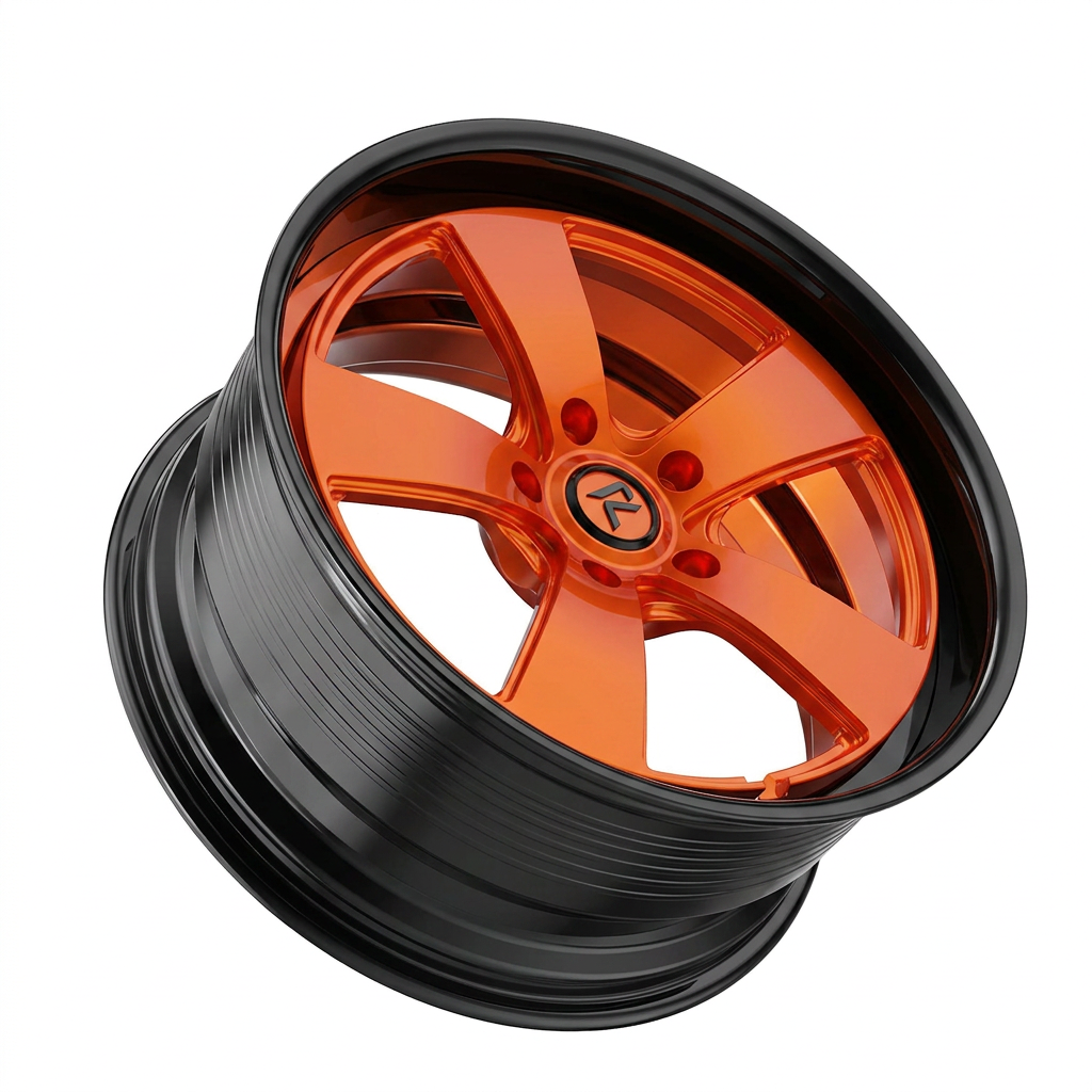 RZR LXVII forged wheel — Candy Orange / Gloss Black Lip