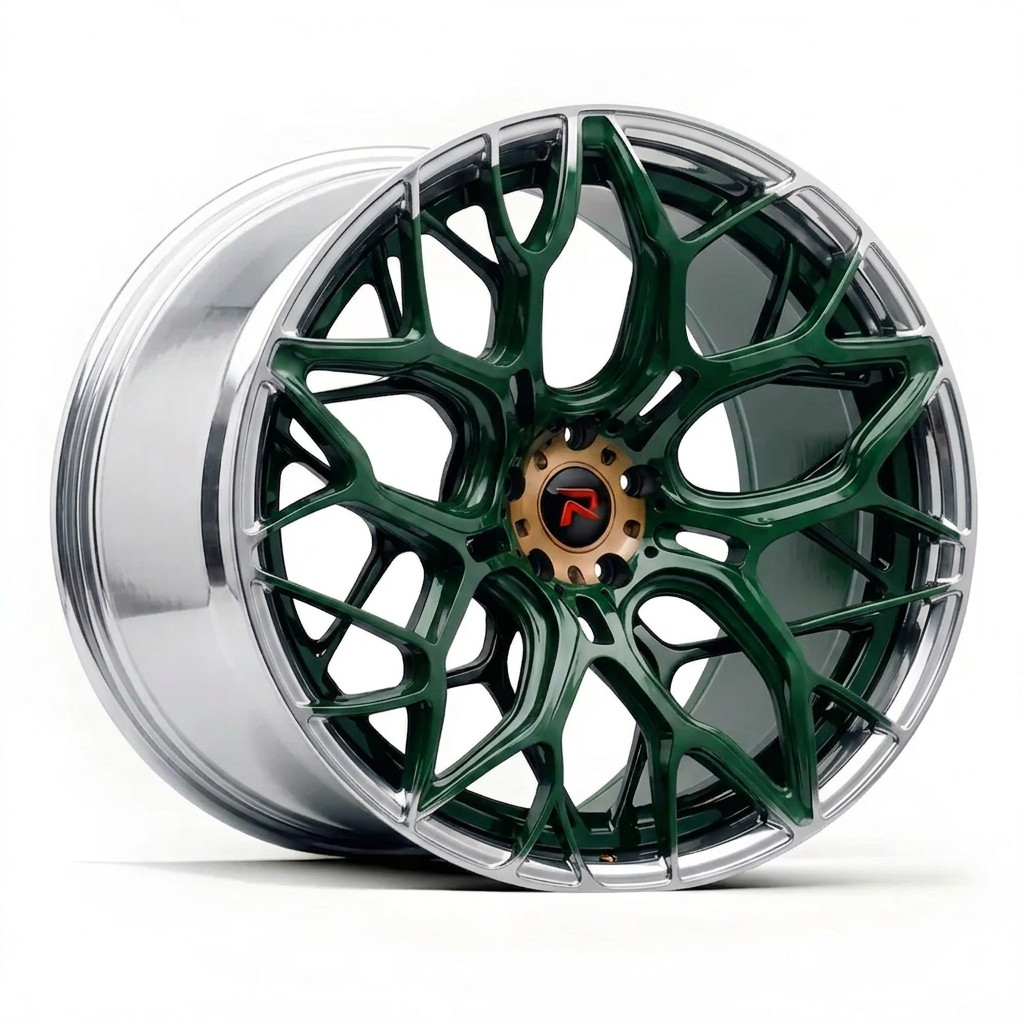 RZR XLIII forged wheel — British Racing Green / Polished Lip