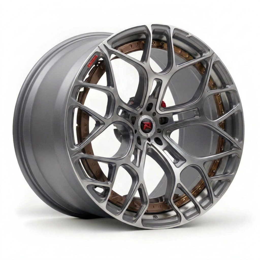 RZR XII forged wheel — Brushed Silver Grey / Machined Face / Bronze Barrel
