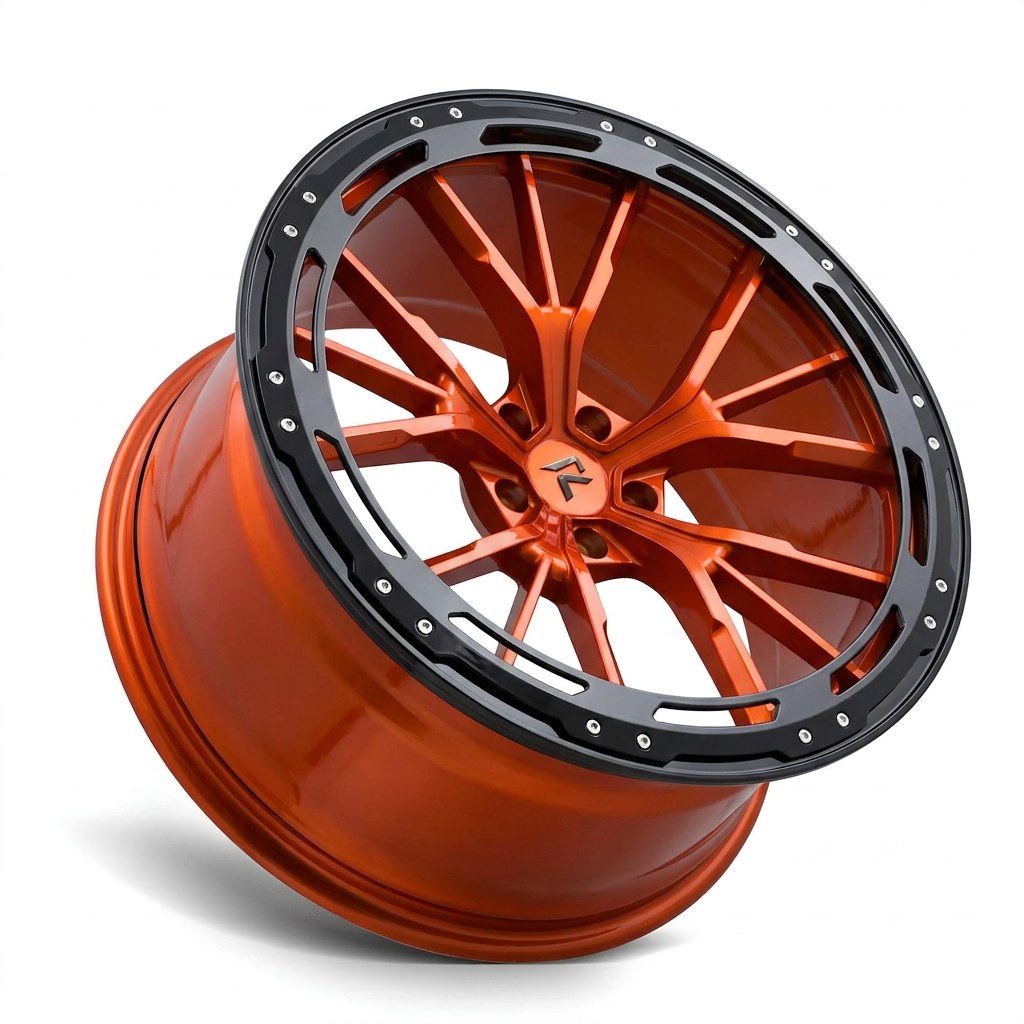 RZR LXXXIV forged wheel — Candy Orange / Gloss Black Lip