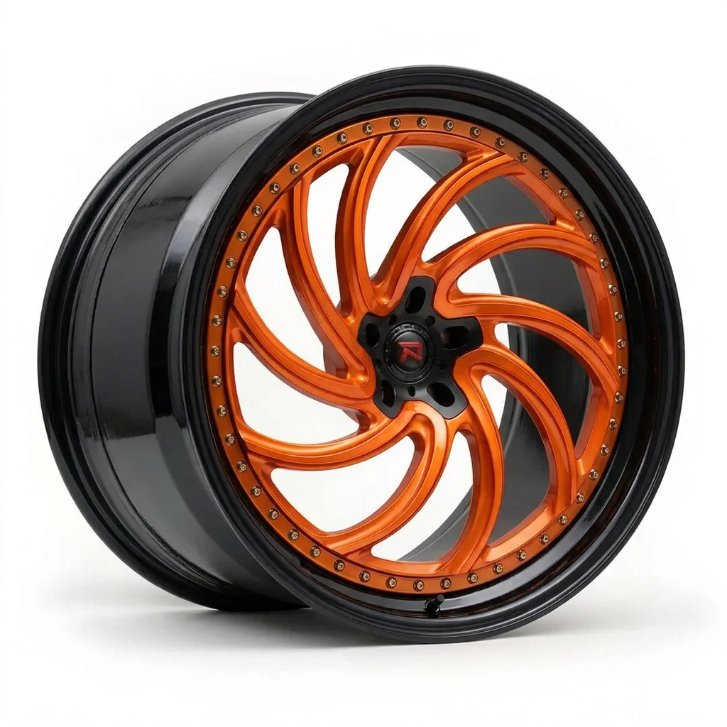 RZR XXIII forged wheel — Candy Orange / Gloss Black Lip
