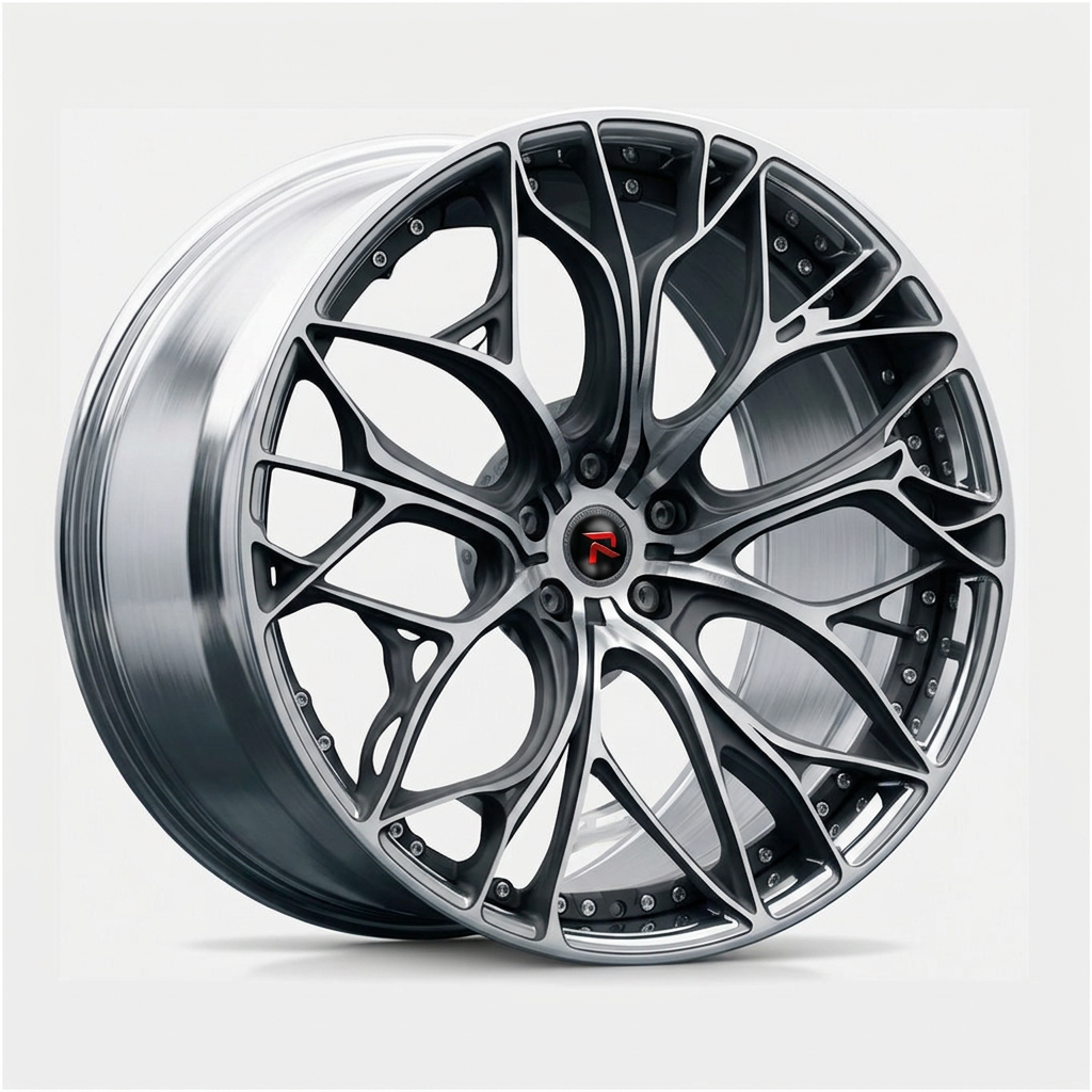 RZR XXI forged wheel — Graphite Machined / Polished Lip