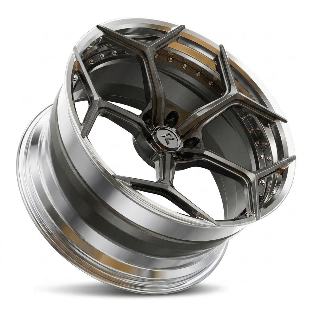 RZR VI custom forged wheel in Brushed Gunmetal / Polished Lip