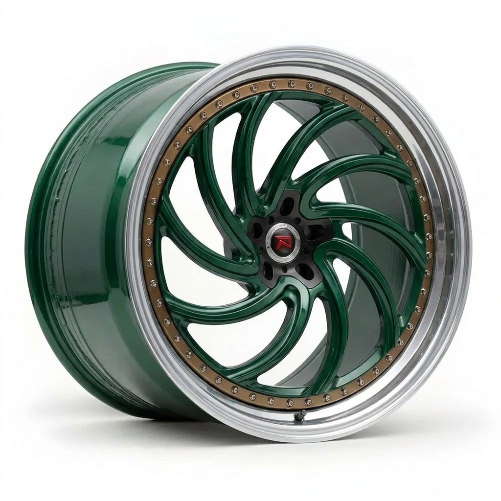 RZR XXIII forged wheel — British Racing Green / Polished Lip